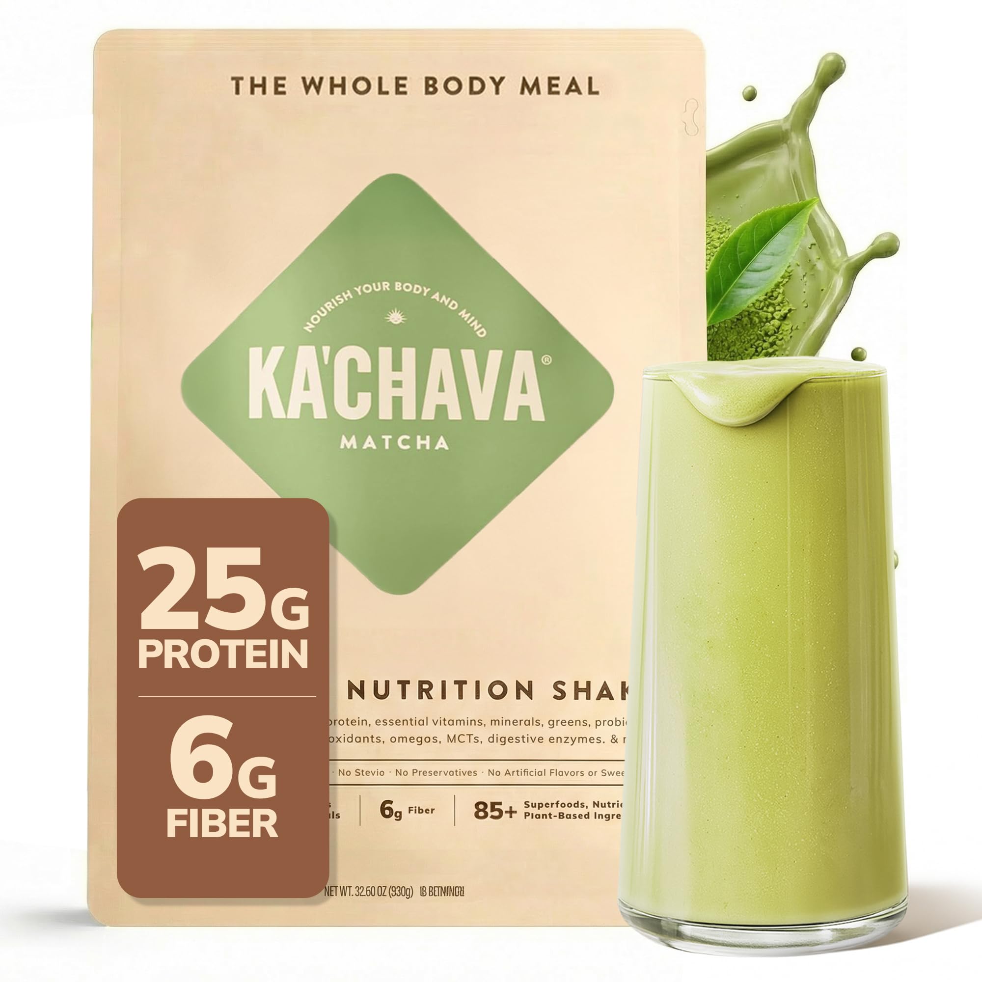 Ka'Chava envase frontal Matcha mostrando la marca y beneficios