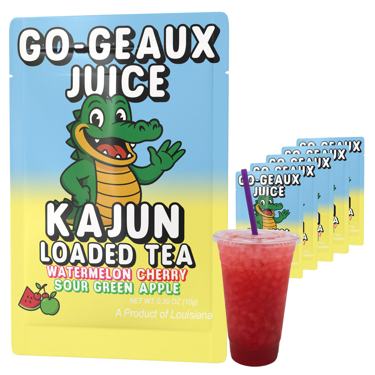 KaJun LOADED TEA frente del empaquetado mostrando sabor y beneficios