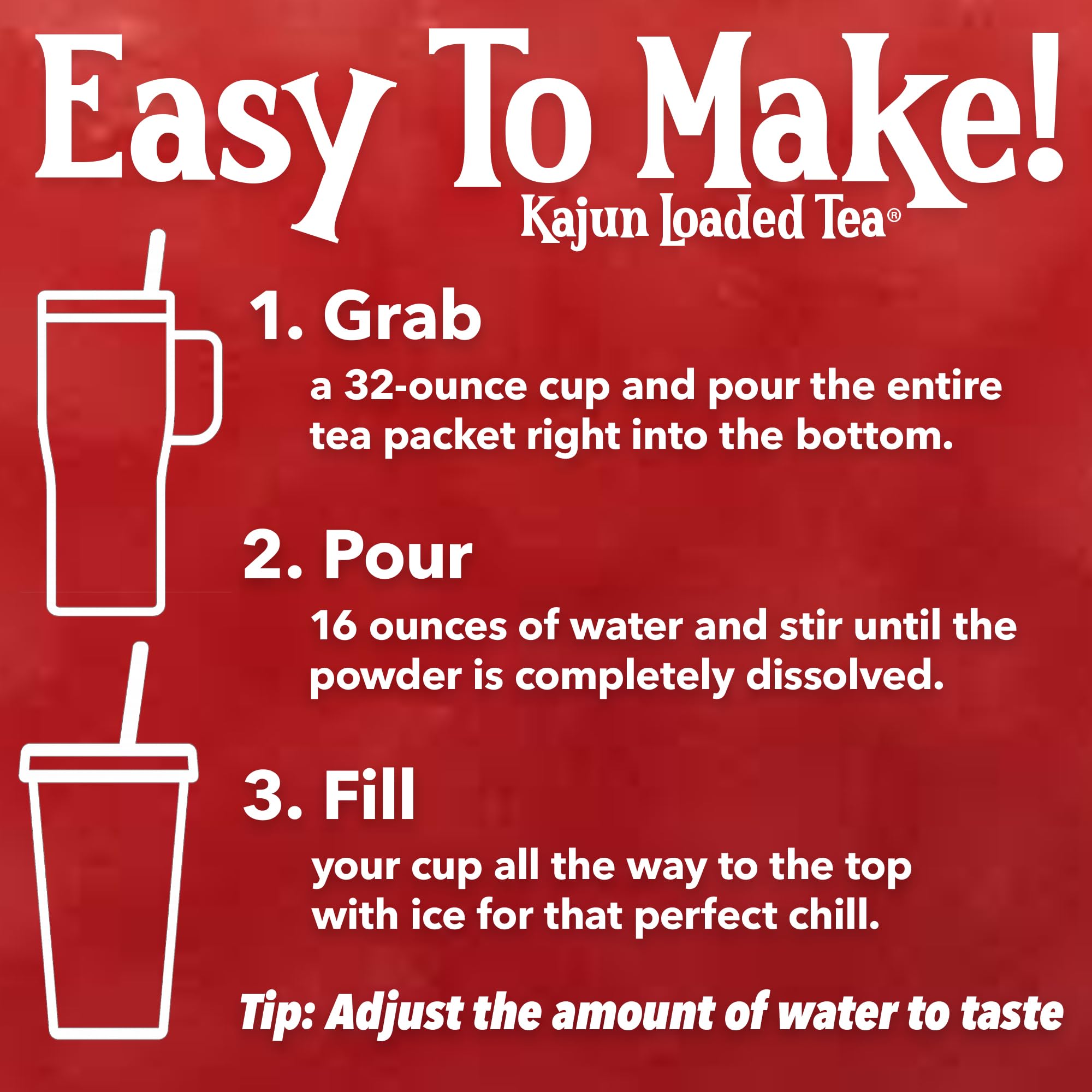 KaJun LOADED TEA vaso preparado con hielo y color frutal refrescante