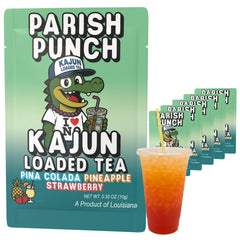 KaJun LOADED TEA sobre Parish Punch al frente muestra diseño y conveniencia