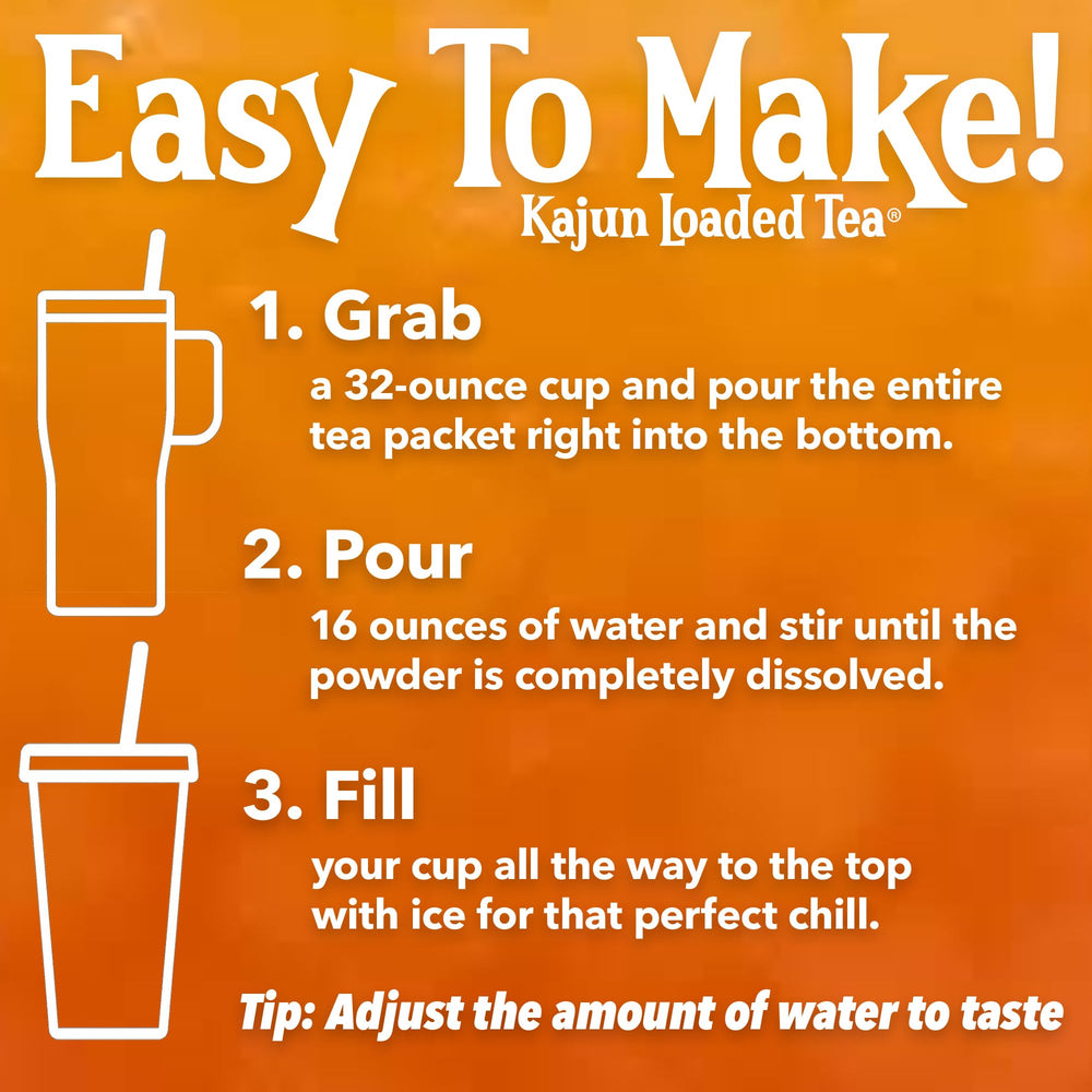 KaJun LOADED TEA bebida Parish Punch en vaso con hielo refresca y energiza