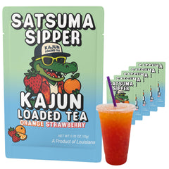 KaJun LOADED TEA frente del empaque mostrando el sabor Satsuma Sipper y conveniencia