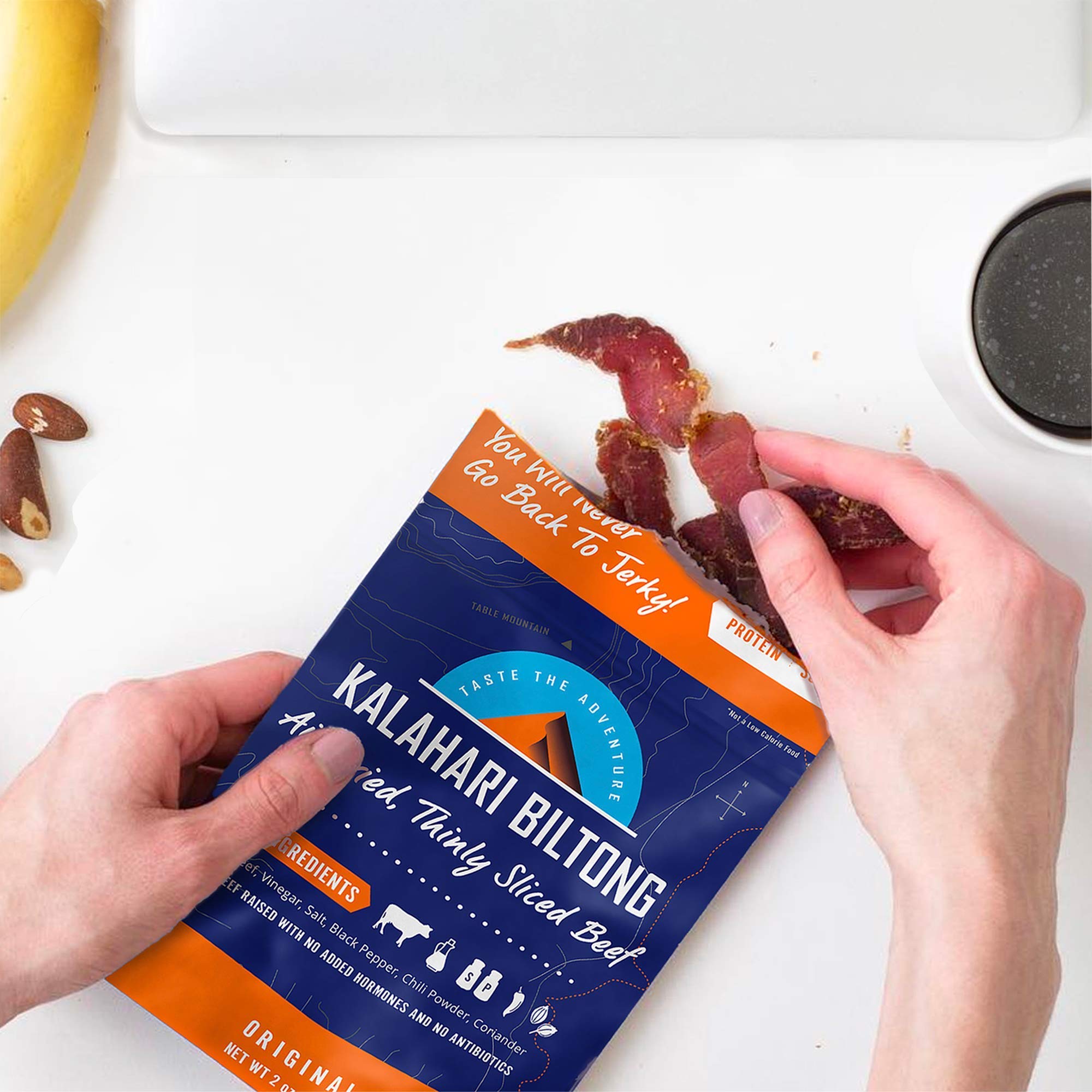 Kalahari Biltong snack en actividad al aire libre ideal para energía
