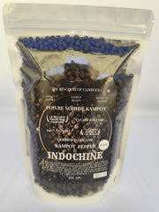 Kampot Pepper textura de granos negra destacando potencia aromática