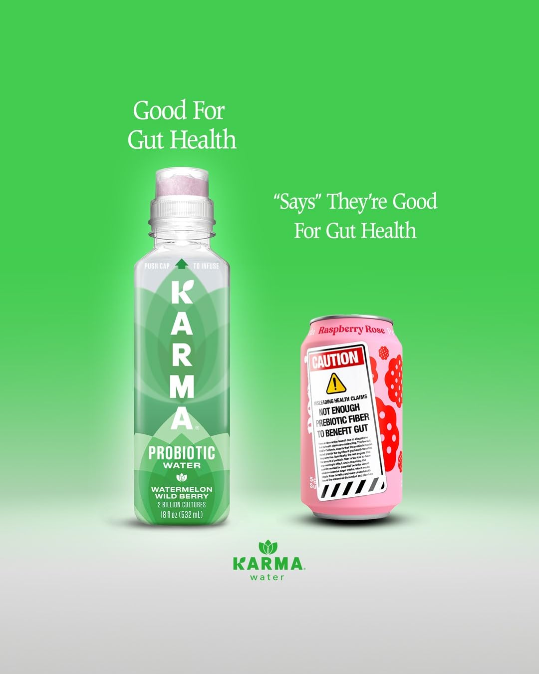 Karma vuelta de botella con etiqueta informativa, ingredientes y valores