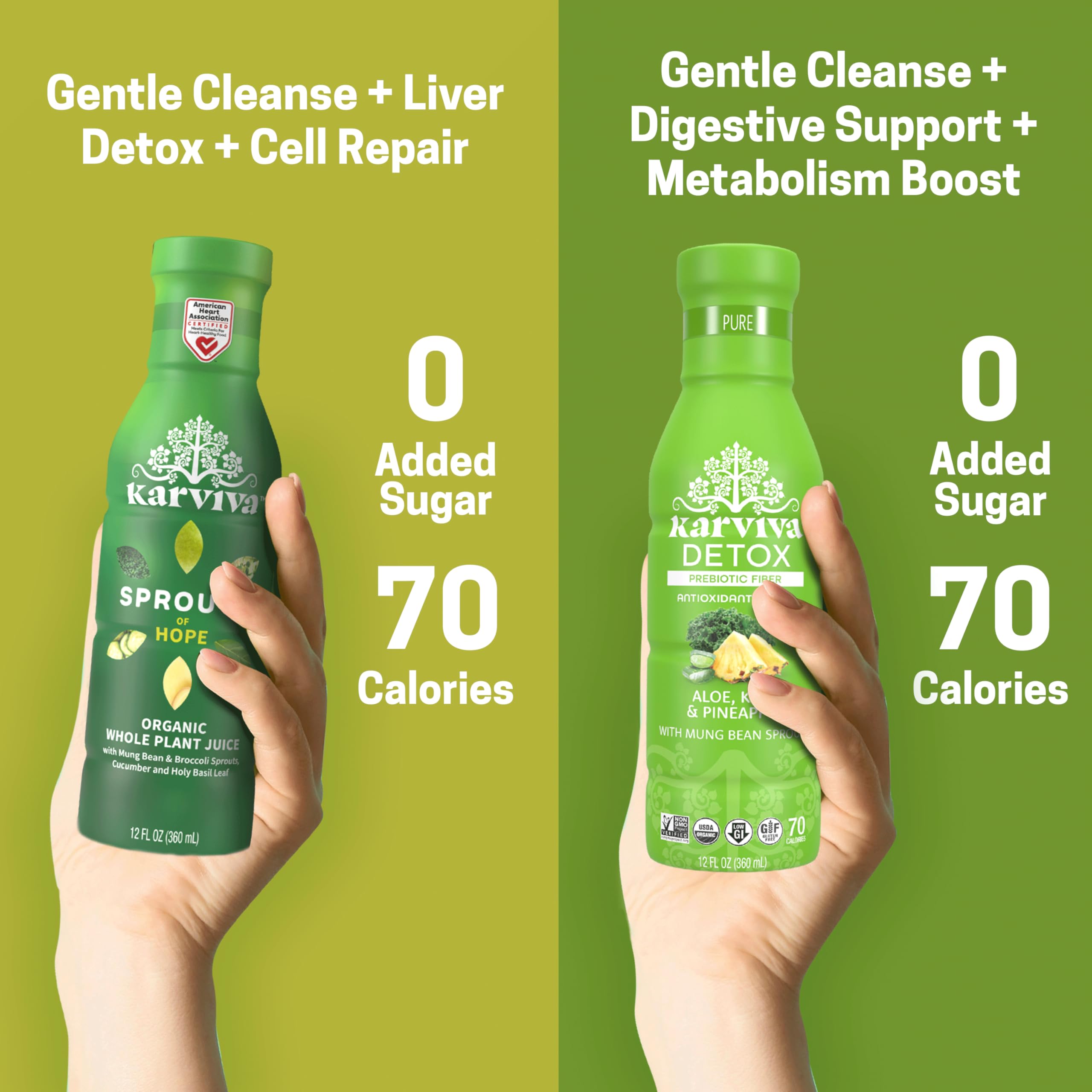 KARVIVA etiqueta con lista de ingredientes orgánicos y beneficios claros