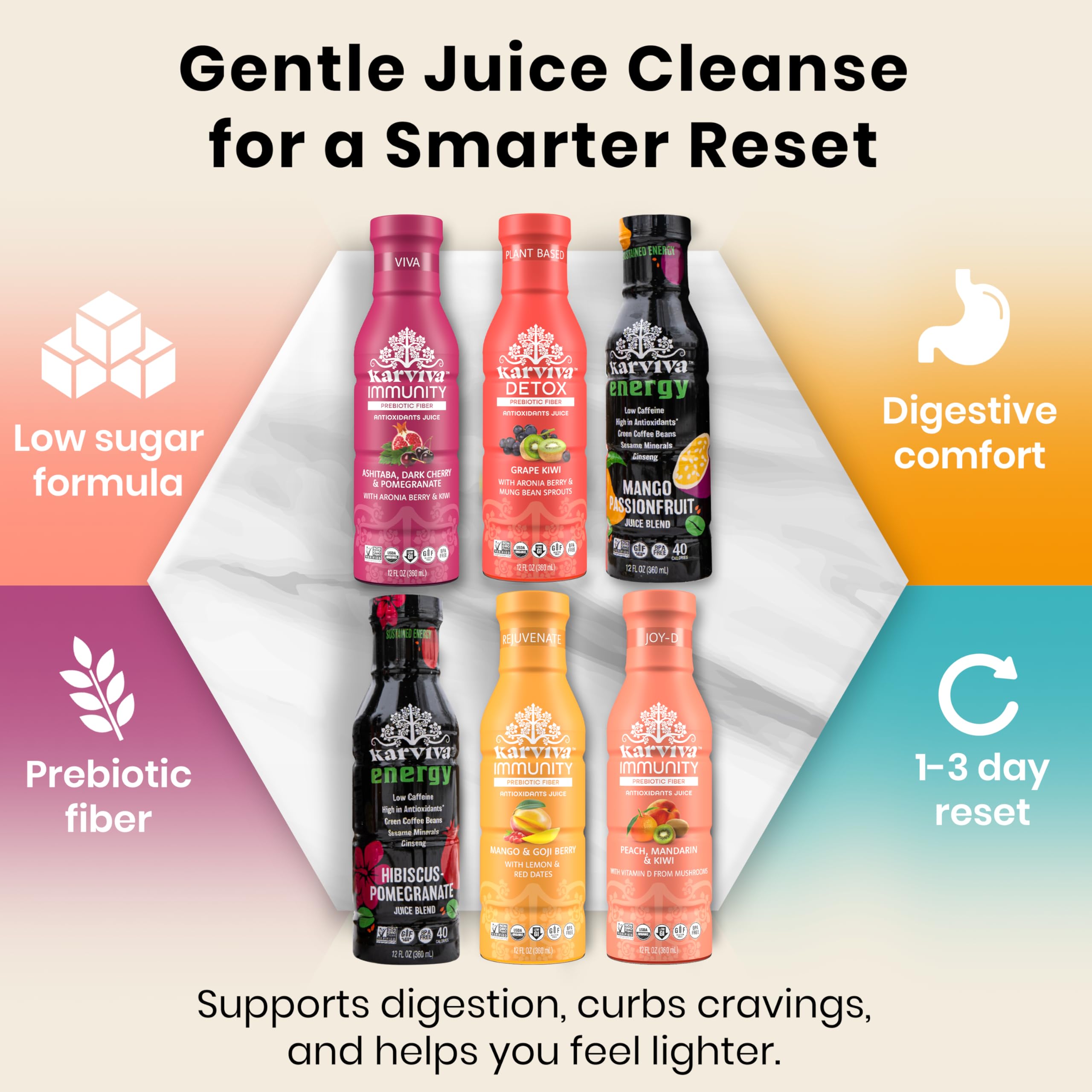 KARVIVA textura del jugo Detox, muestra color y consistencia natural