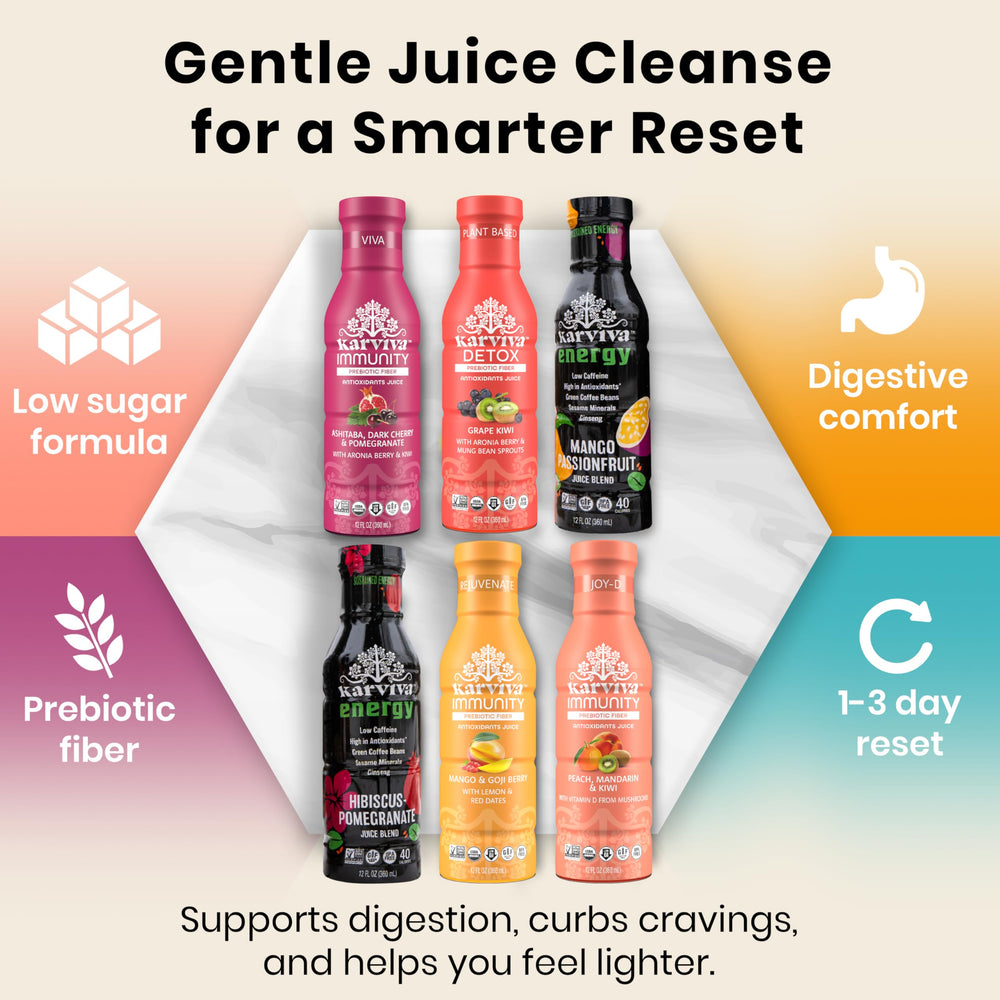 KARVIVA textura del jugo Detox, muestra color y consistencia natural