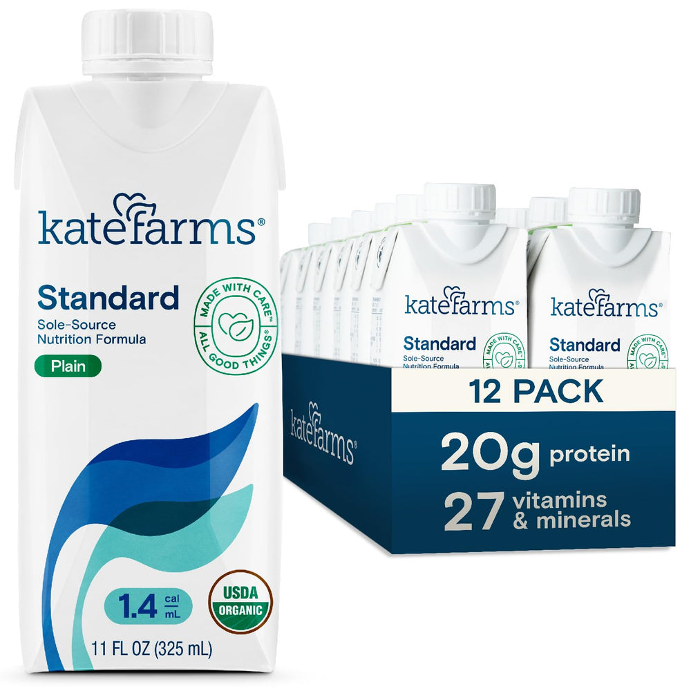 KATE FARMS botella frente muestra aporte calórico y proteína