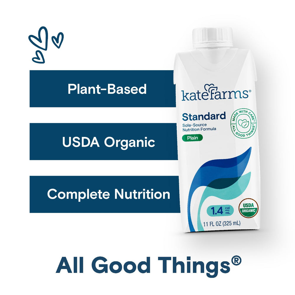 KATE FARMS etiqueta con certificaciones orgánica y Non-GMO
