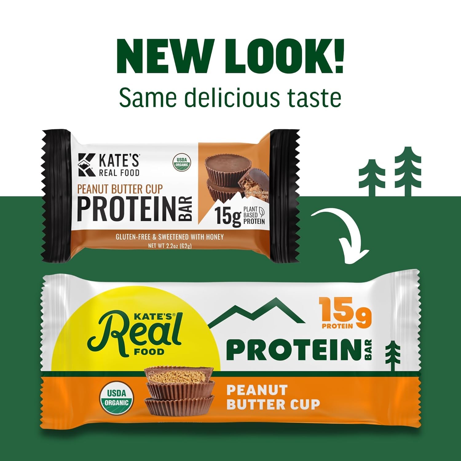 Kate's etiqueta con certificaciones USDA Organic y Gluten-Free que aporta confianza al comprador