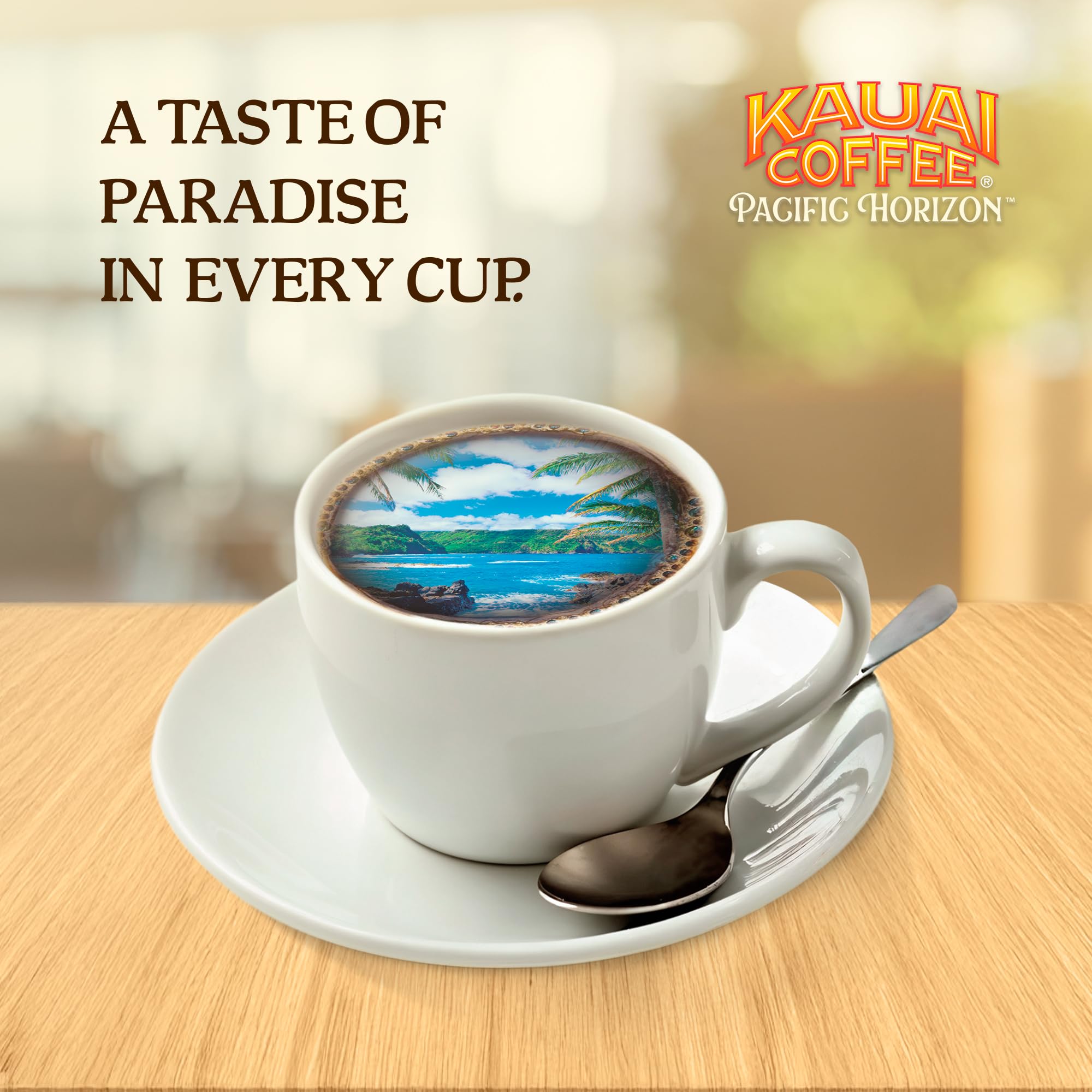 Kauai Coffee escenario de cocina con ambiente hawaiano para inspiración