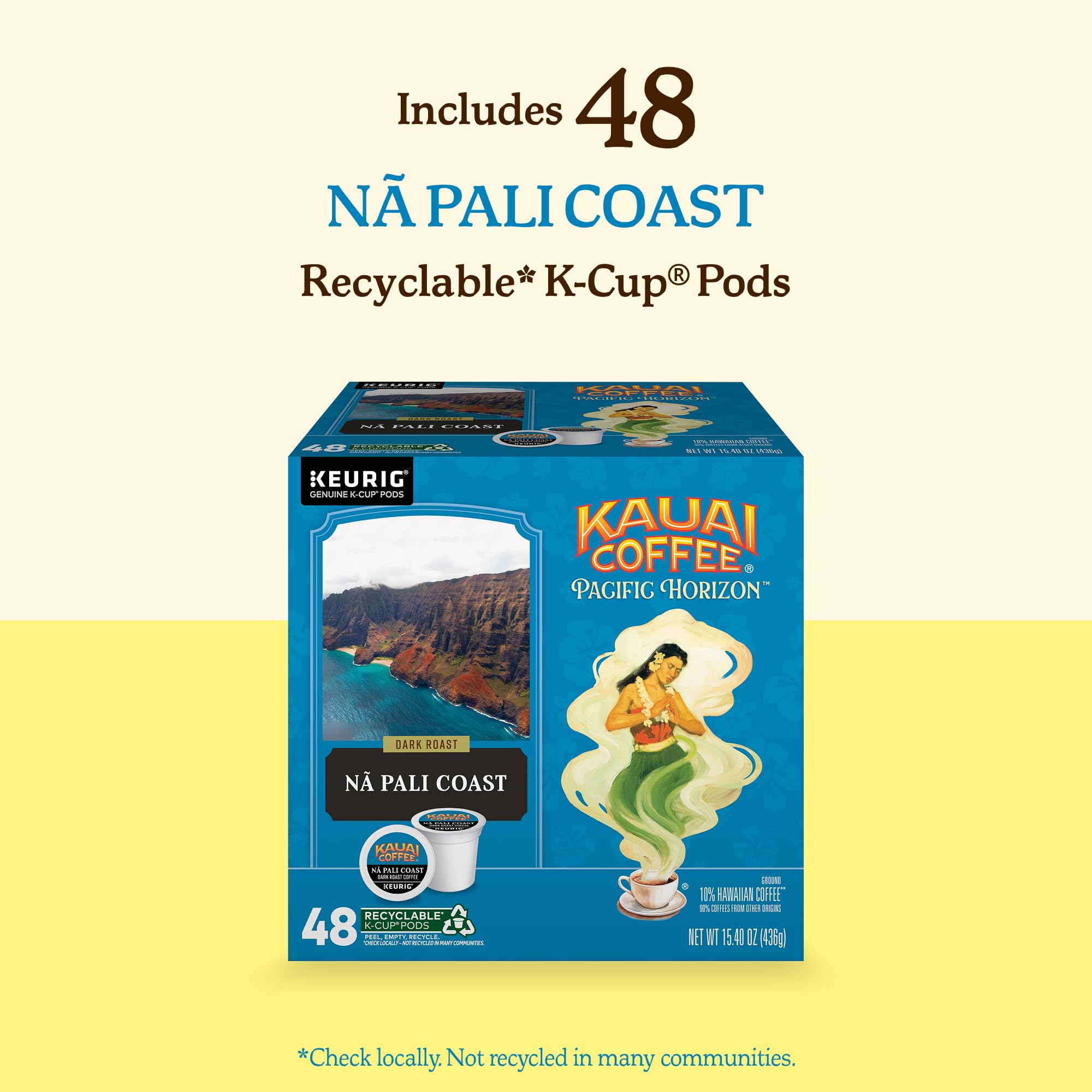 Kauai Coffee cápsula sostenida en mano para comparar tamaño