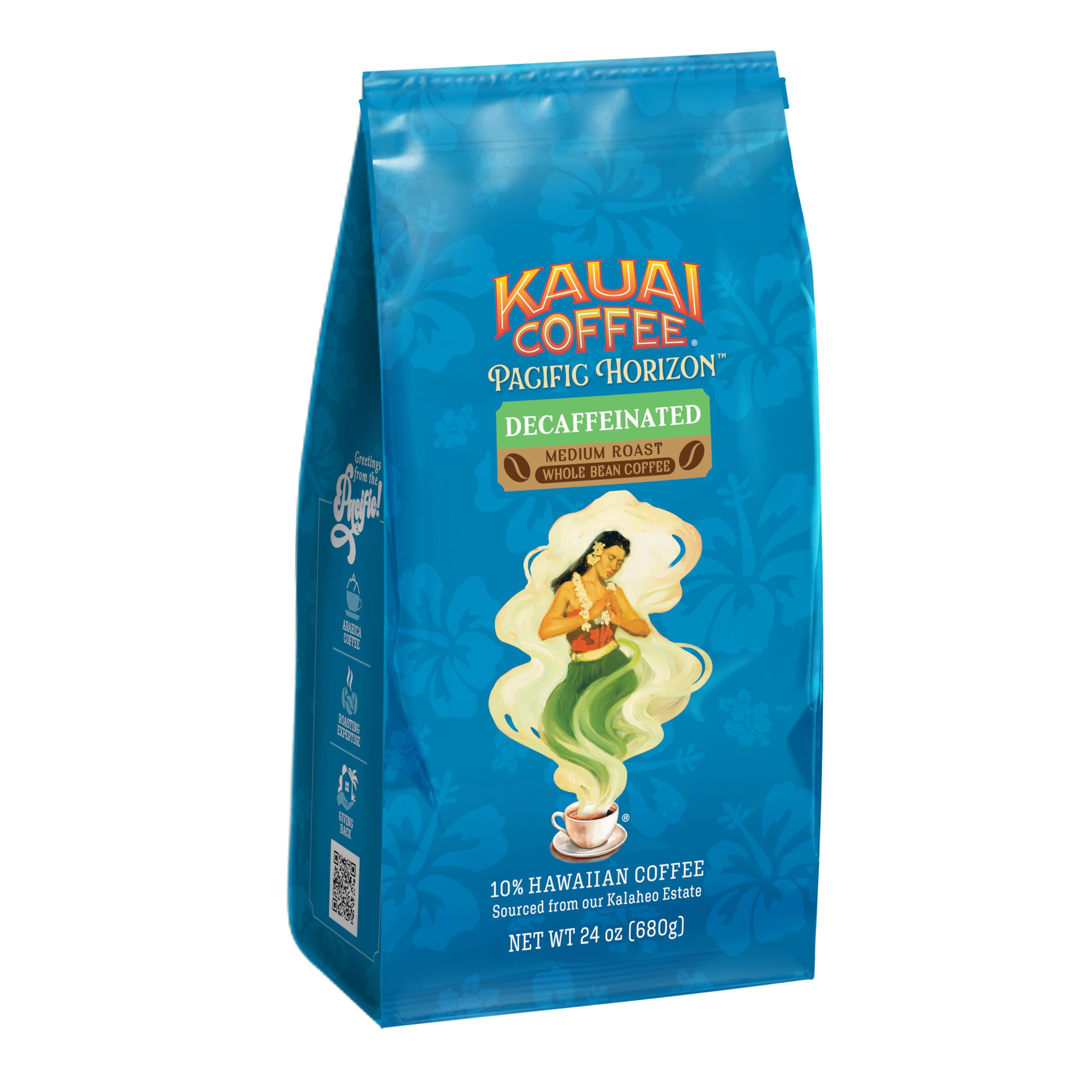 Kauai Coffee primer plano de granos enteros ressaltando aroma y calidad
