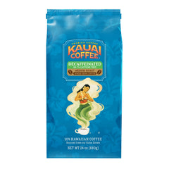 Kauai Coffee vista frontal del empaque 24 oz mostrando diseño y frescura