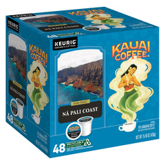 Kauai Coffee empaque Na Pali Coast mostrando diseño y cantidad