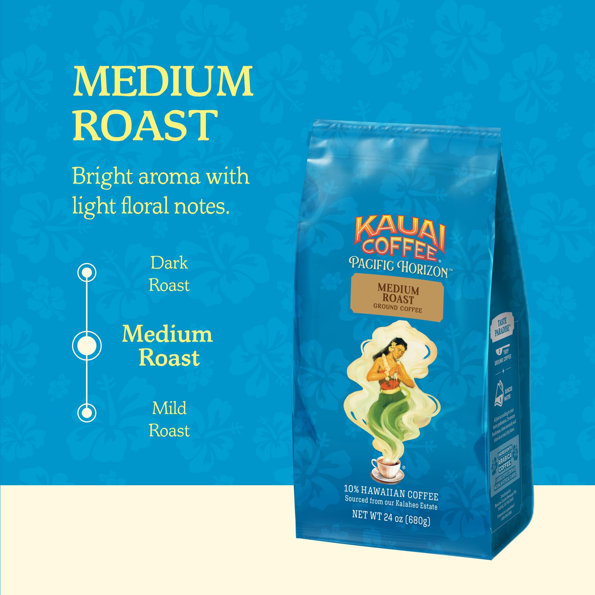 Kauai Coffee taza preparada por vertido resaltando aroma brillante
