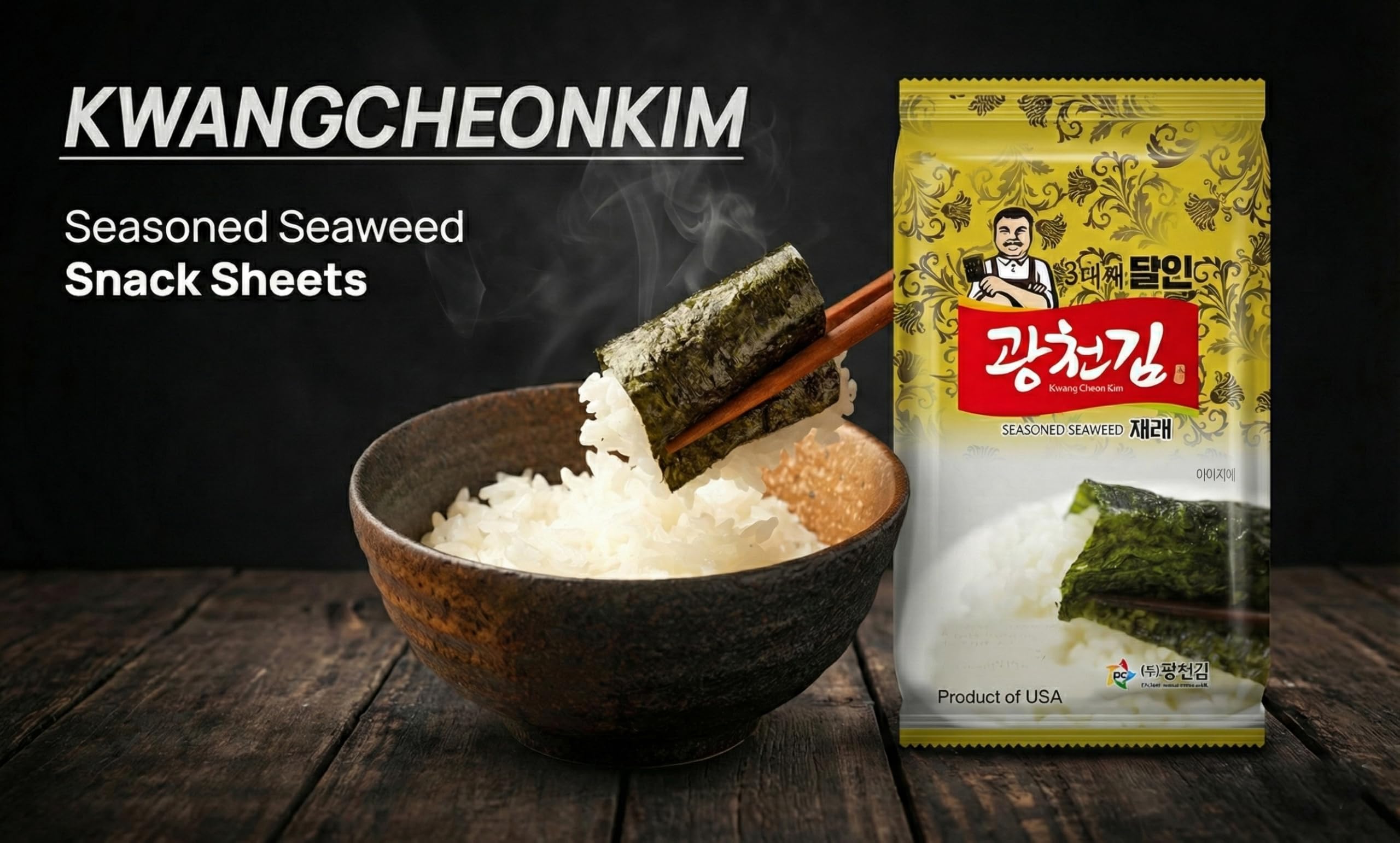 KC KWANGCHEONKIM alga desmenuzada sobre arroz, añade textura y umami