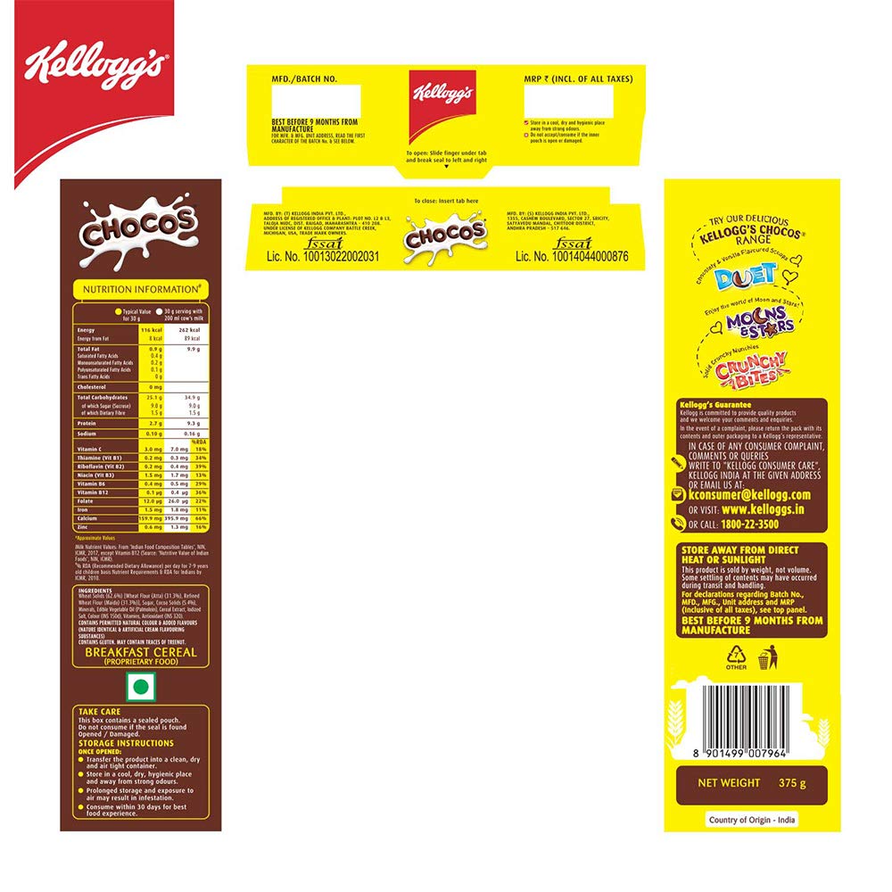 Kellogg's escenario de desayuno con cereal, leche y fruta equilibrado