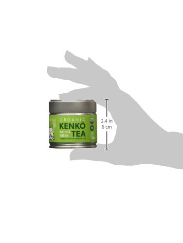 KENKO Matcha Green paquete de 1 oz junto a una moneda, muestra tamaño real