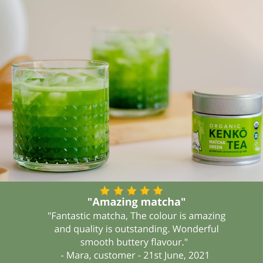 KENKO Matcha Green molienda a piedra en molino tradicional, conserva aroma natural