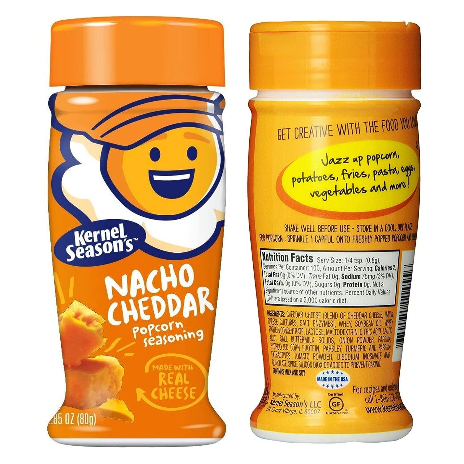 Kernel Season's primer plano del polvo, textura fina y fácil adhesión al snack