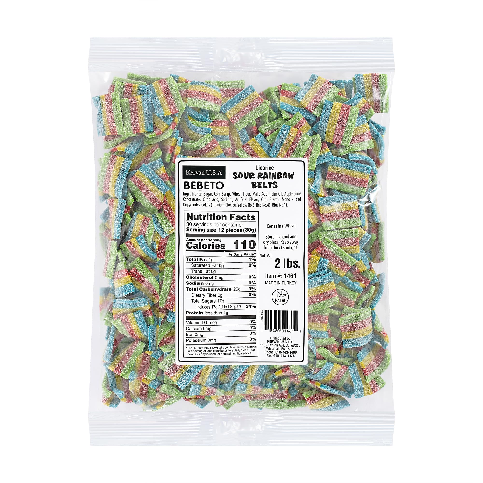 Kervan frontal-paquete bolsa de 2 lb mostrando cintas multicolor, ideal para compartir