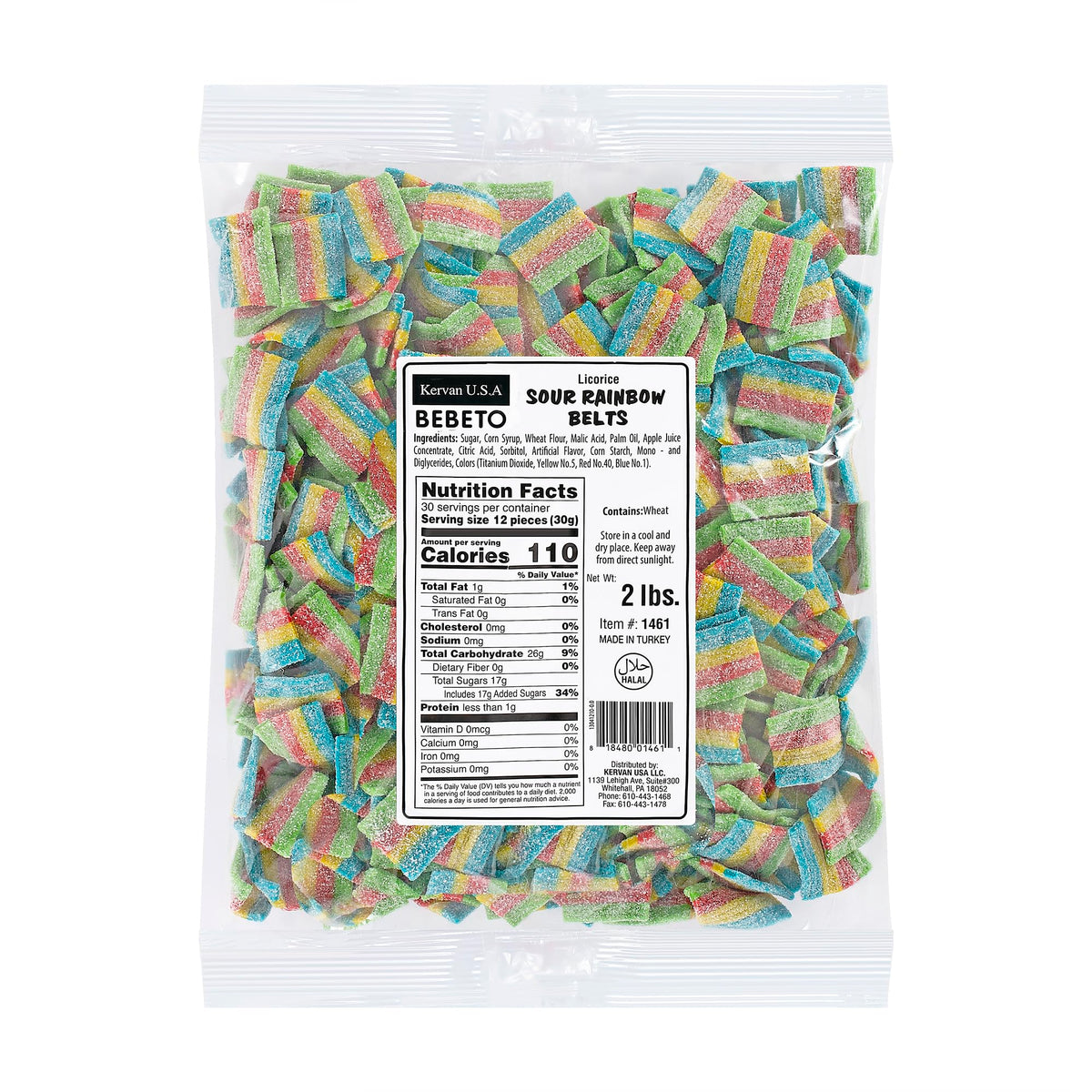 Kervan frontal-paquete bolsa de 2 lb mostrando cintas multicolor, ideal para compartir