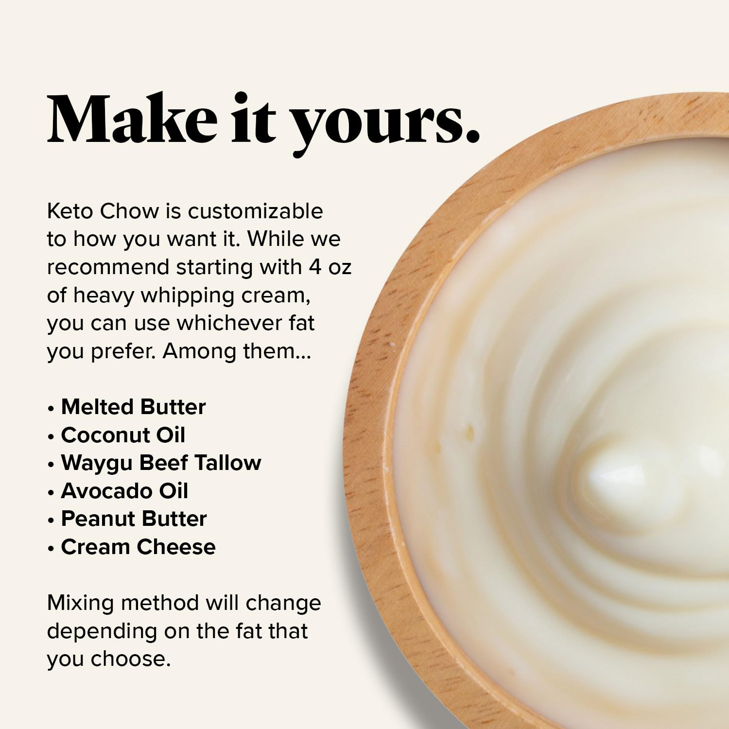 Keto Chow porciones comparadas para medir cantidad por comida