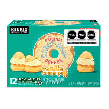 Keurig Donut Shop frontal del paquete mostrando 12 cápsulas y marca