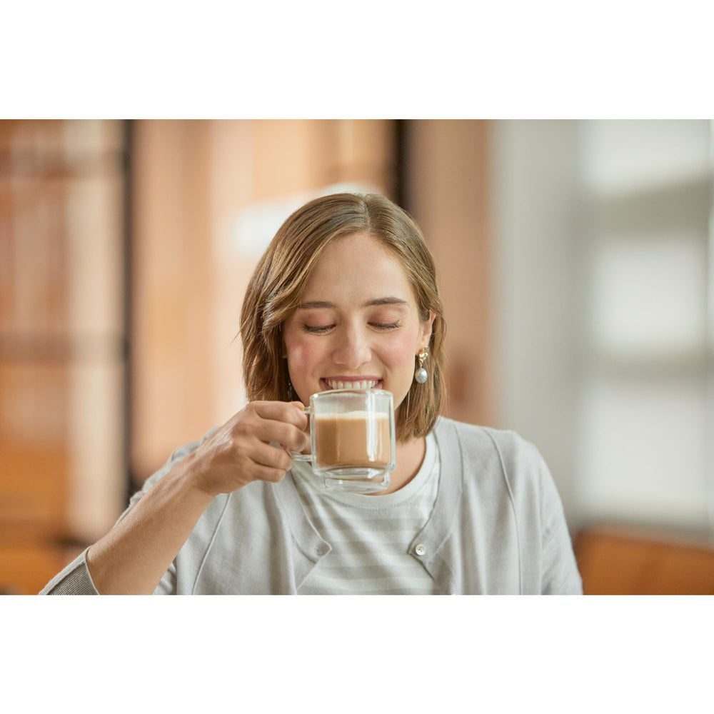 Keurig textura del polvo en primer plano, muestra solubilidad y cremosidad