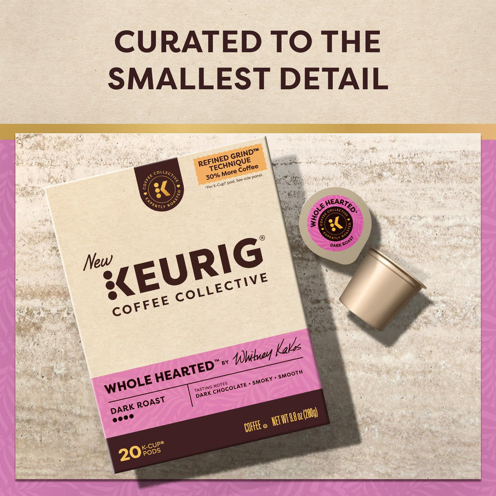 KEURIG COFFEE COLLECTIVE cápsula abierta con molienda densa evidenciando Refined Grind