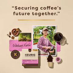 KEURIG COFFEE COLLECTIVE primer plano de granos destacando riqueza y textura