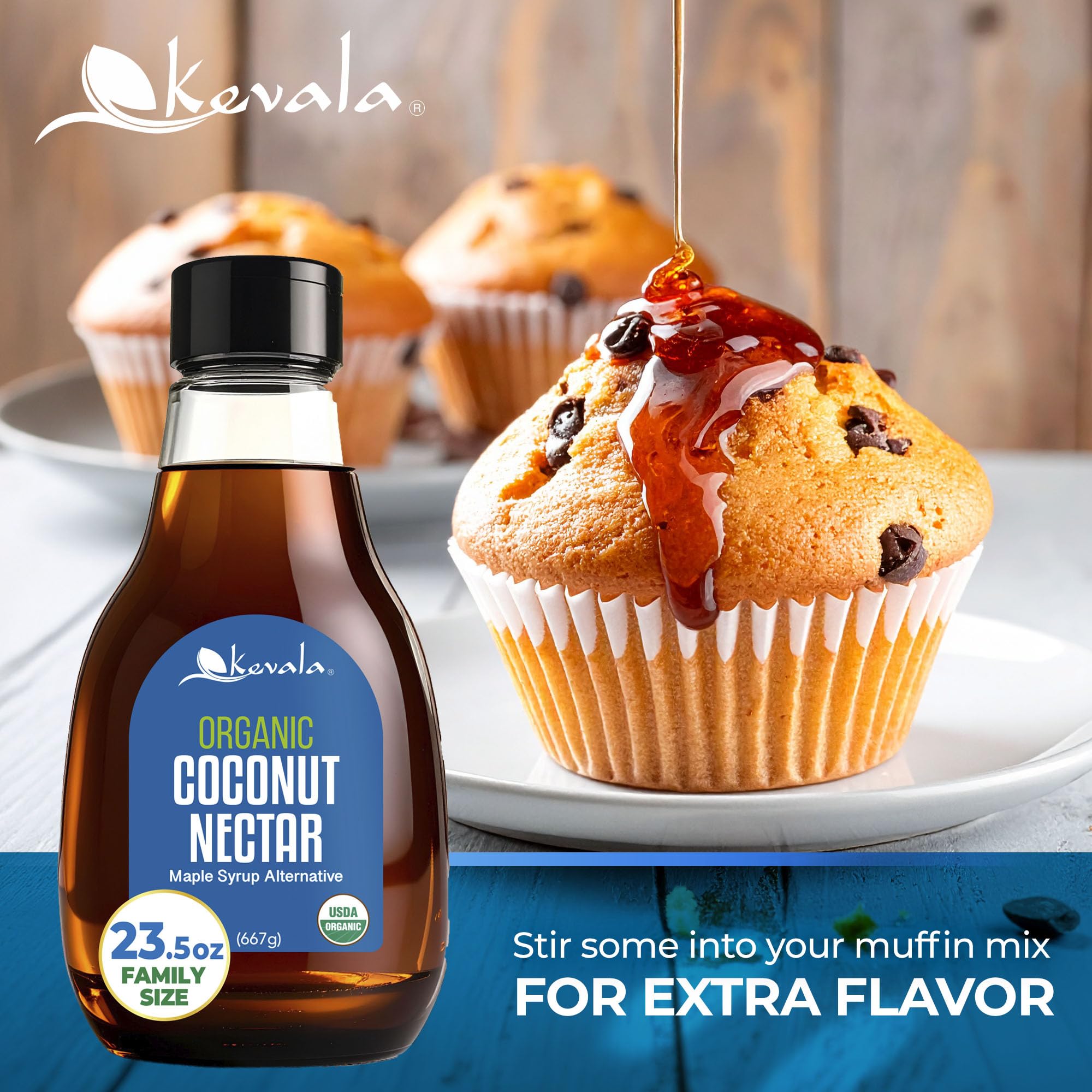 kevala etiqueta con sellos USDA Organic y kosher confirmando calidad