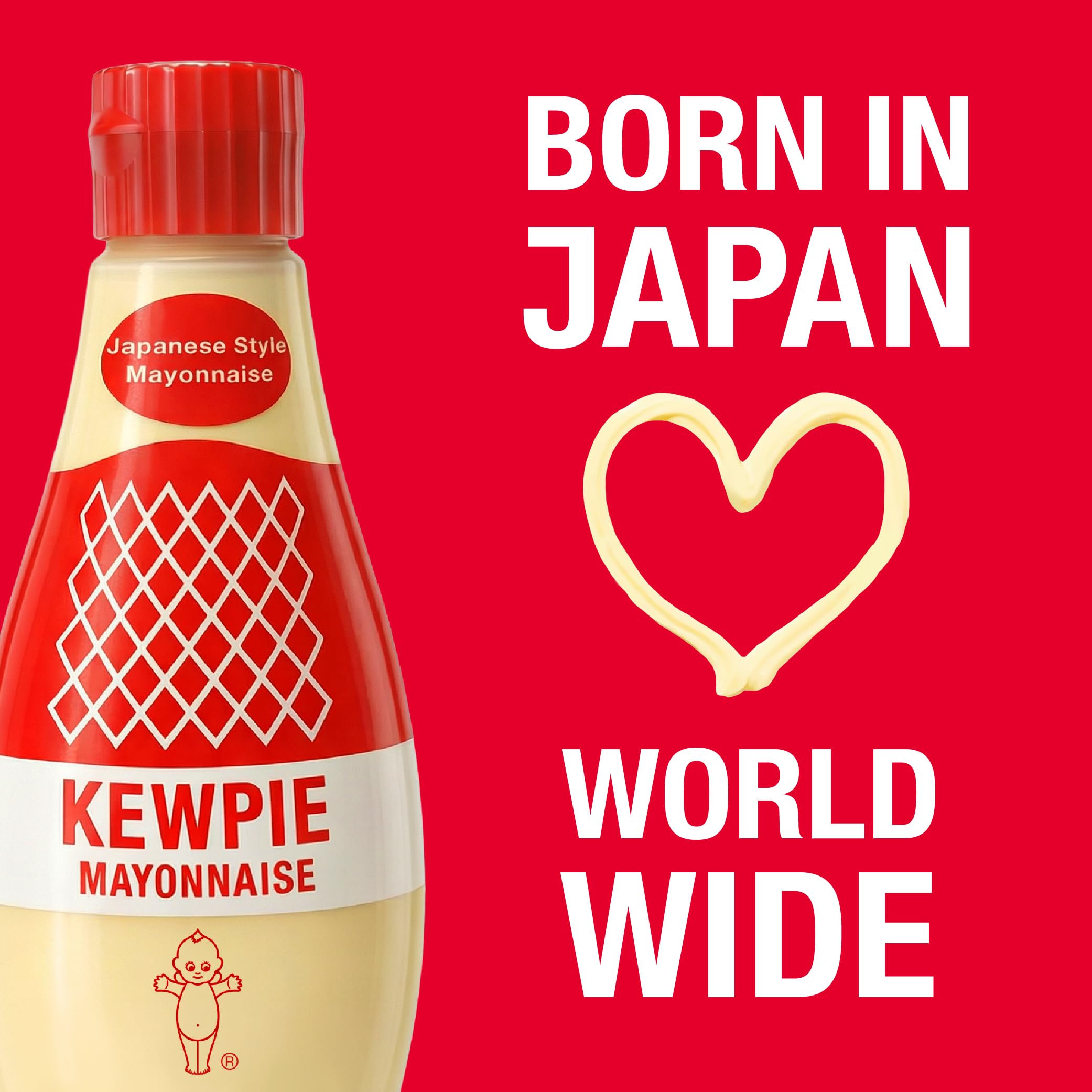 Kewpie ingredientes yema y vinagre sobre fondo, destaca receta auténtica