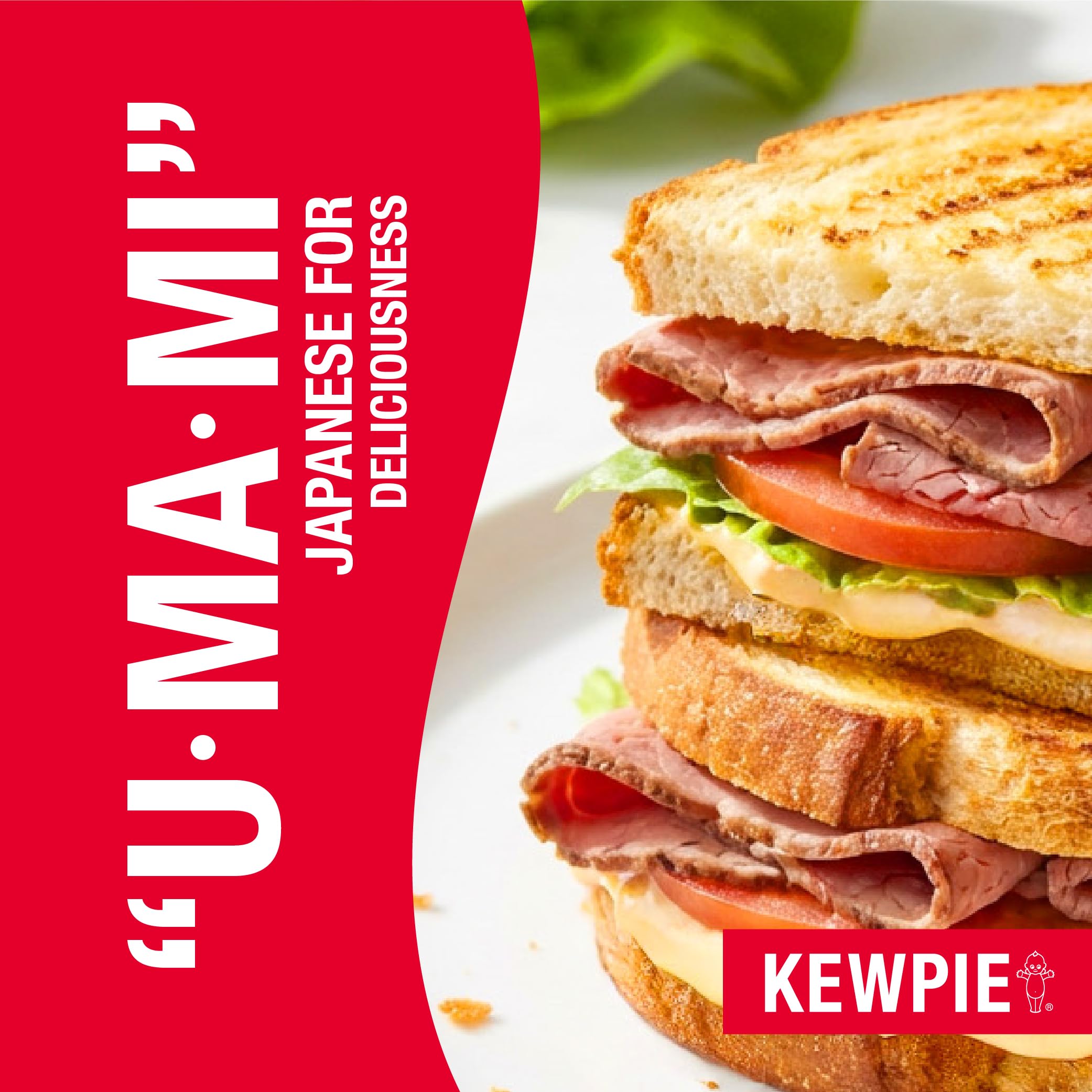 Kewpie junto a utensilios para comparar tamaño 450 g, práctico para cocinar