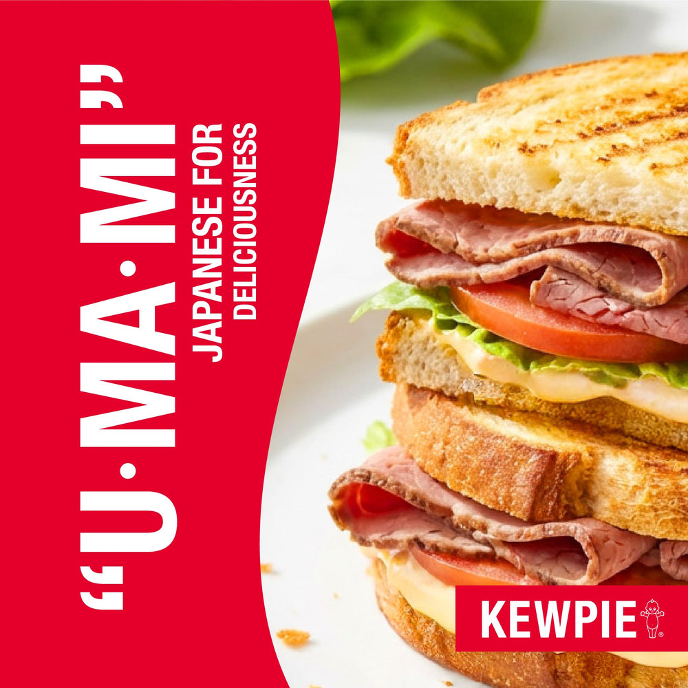 Kewpie junto a utensilios para comparar tamaño 450 g, práctico para cocinar