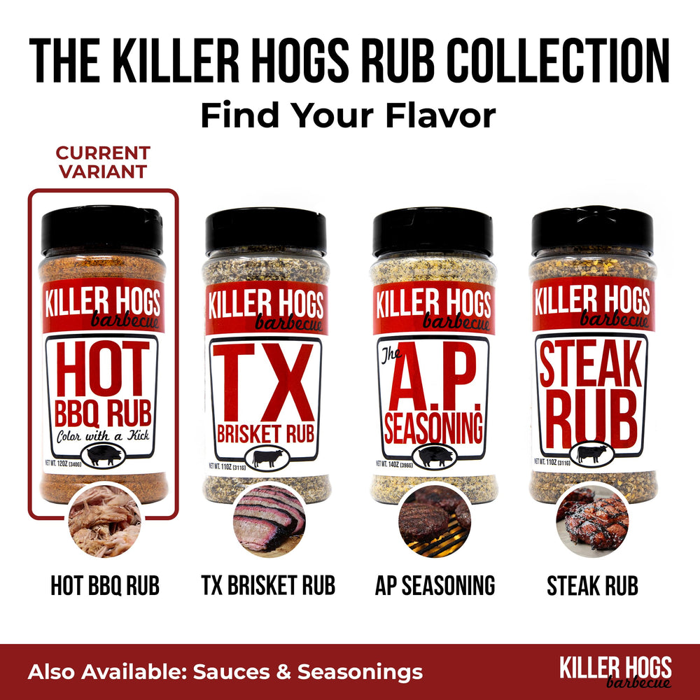 Killer Hogs en parrilla sobre brisket mostrando acabado caramelizado y color