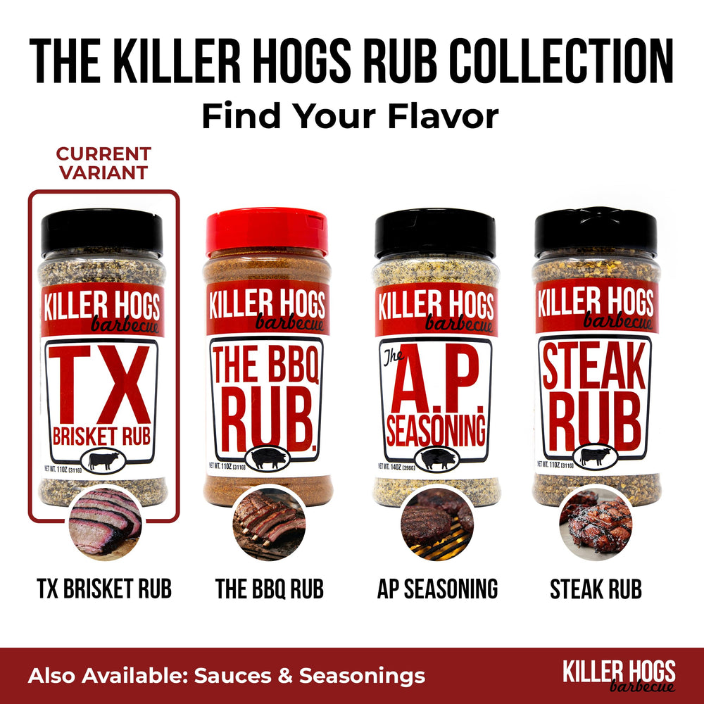 Killer Hogs mano esparciendo rub sobre carne, demuestra facilidad de uso