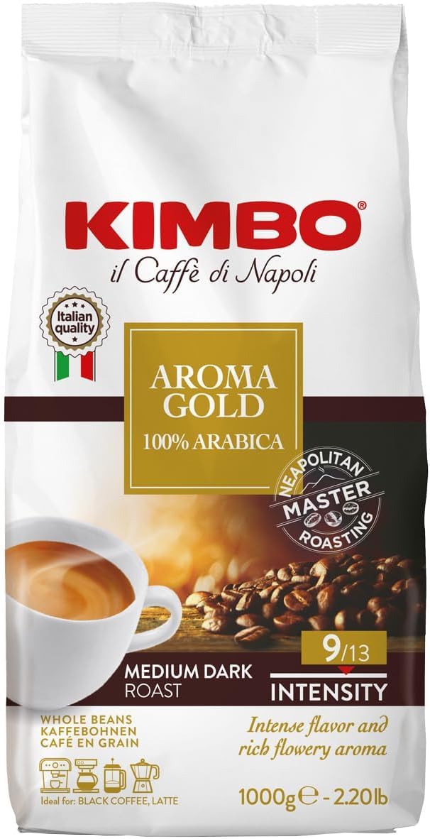 Kimbo empaque frontal 2.2 lb mostrando la marca y frescura instantánea