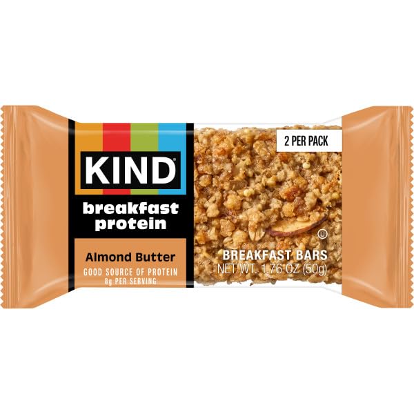 KIND barrita junto a una mano para comparar tamaño y porción