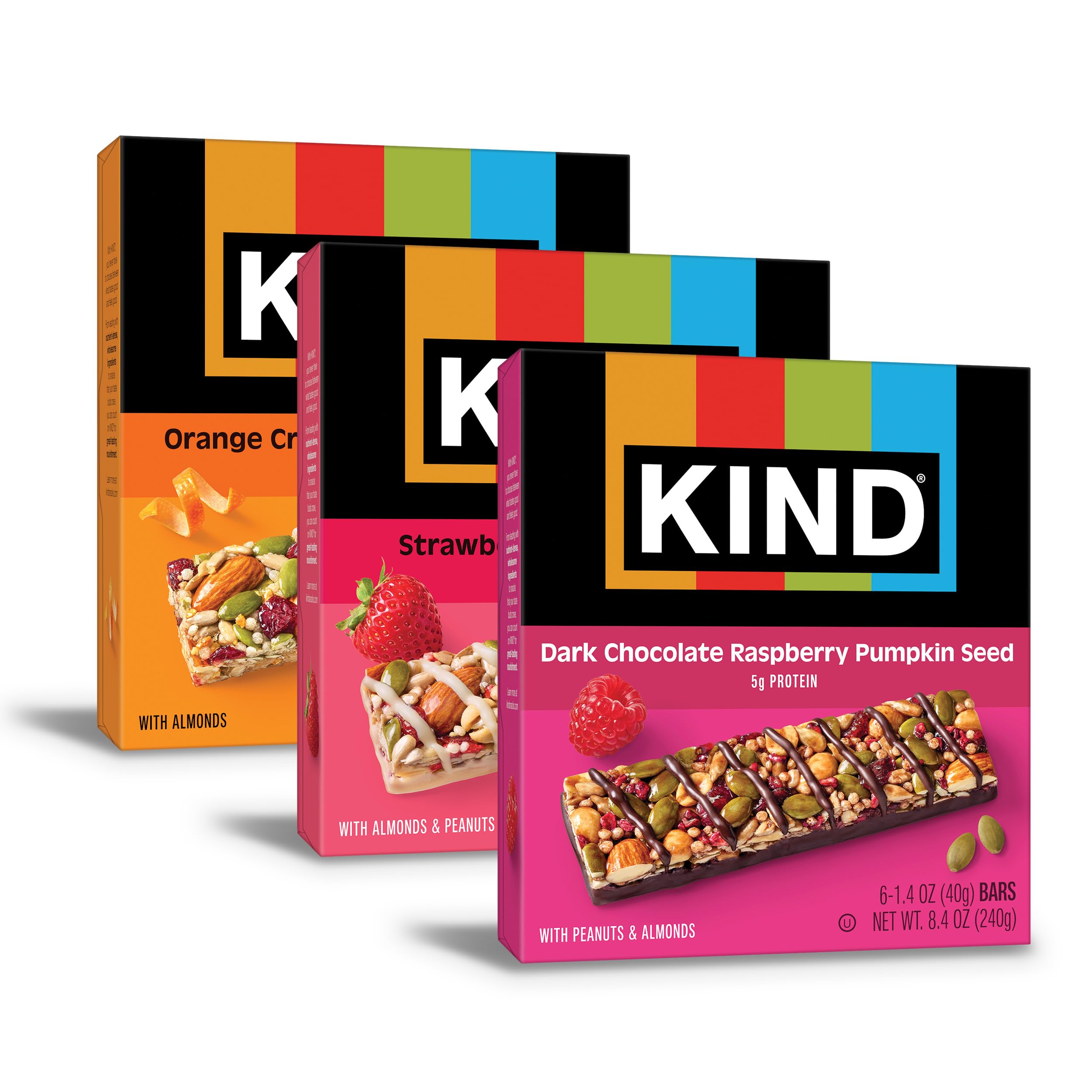 KIND pack frente mostrando las 18 barras y variedad de sabores para conveniencia