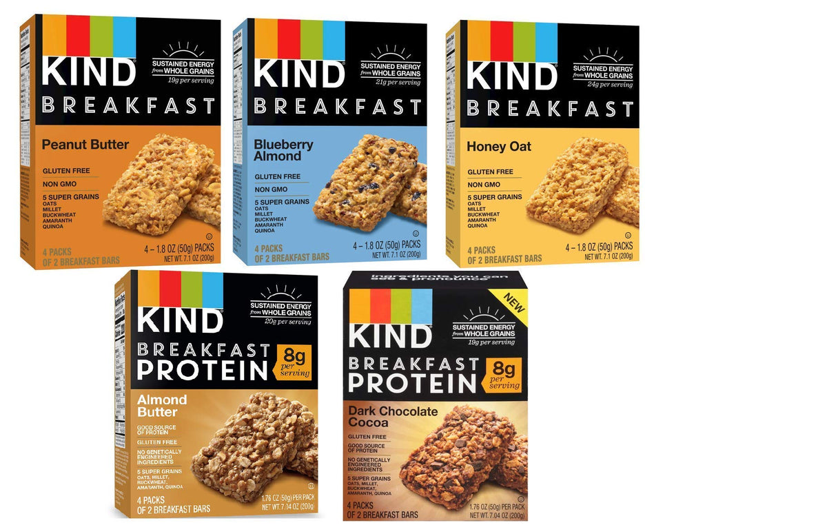 KIND pack variado frontal mostrando cajas y total de 40 barras, conveniencia inmediata