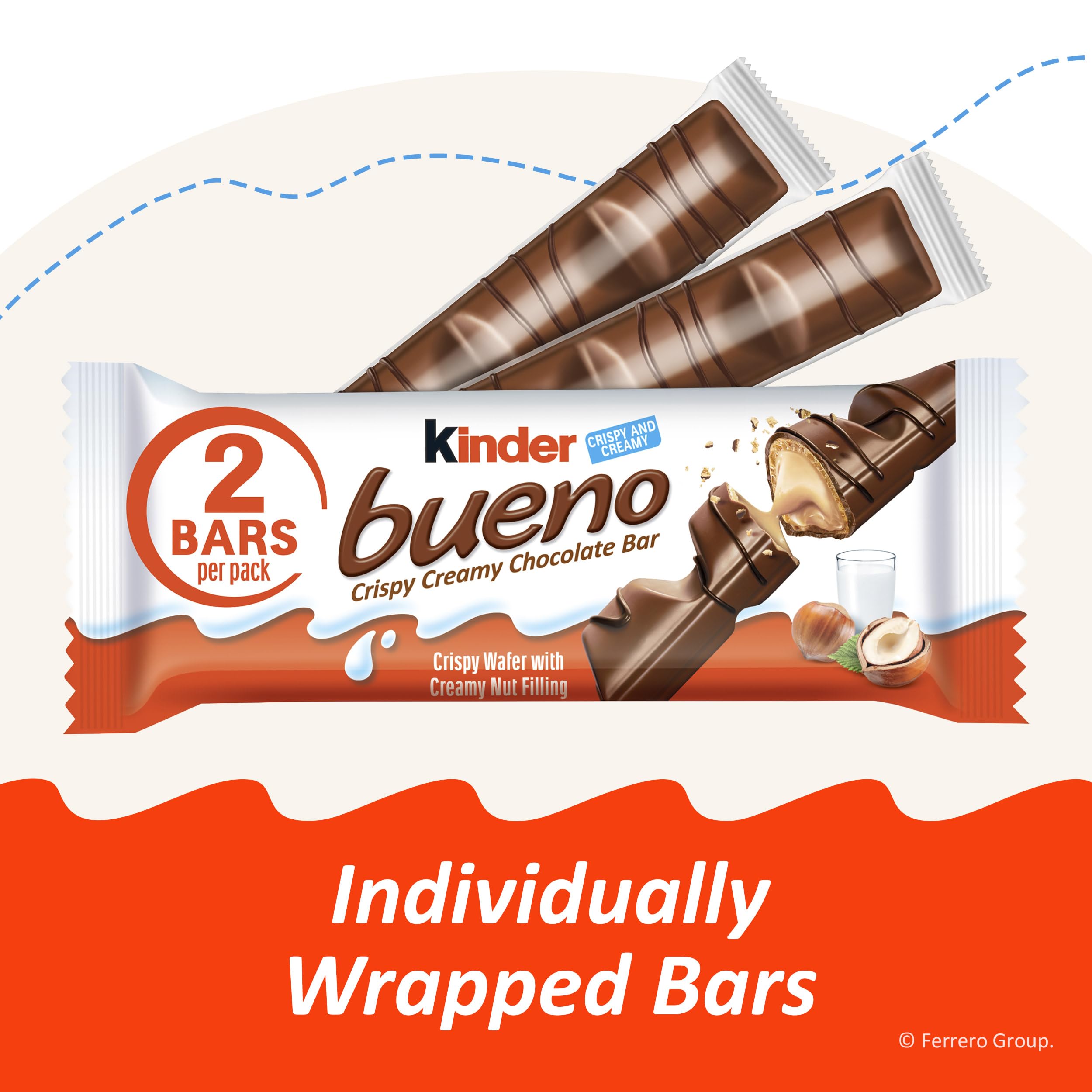 Kinder Bueno comparación de tamaño en mano que muestra porción práctica