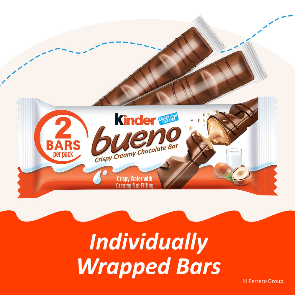 Kinder Bueno comparación de tamaño en mano que muestra porción práctica