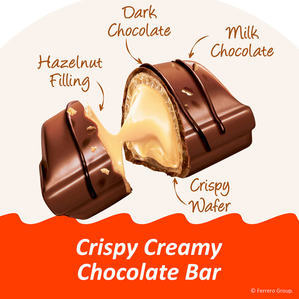 Kinder Bueno corte transversal mostrando la crema de avellana suave interior