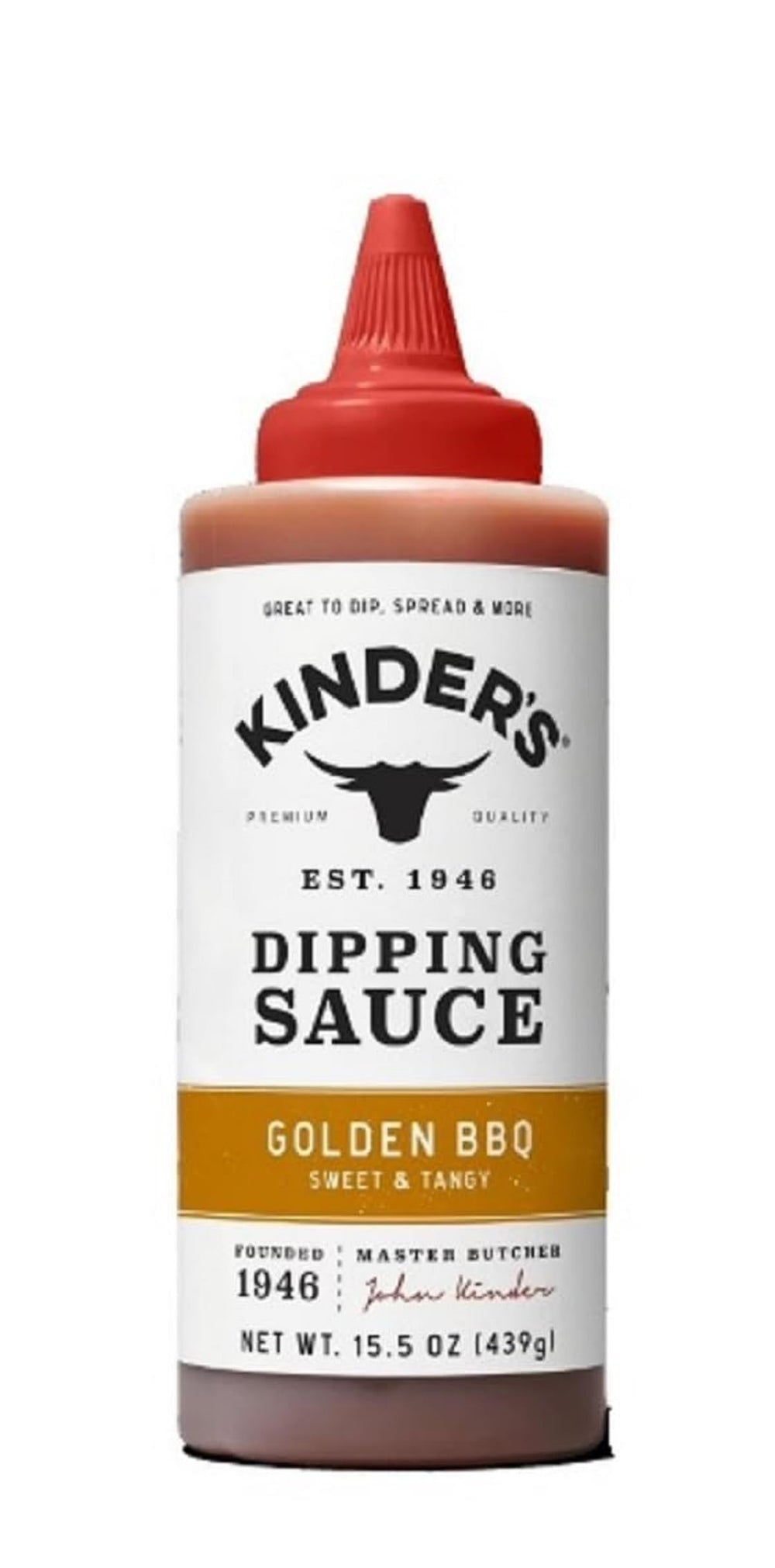 KINDER'S botella frontal Golden BBQ destaca color y textura para marinar