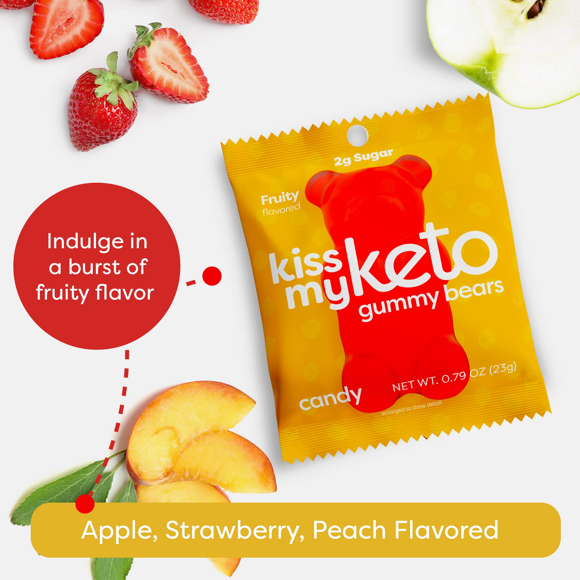 Kiss My Keto gominolas coloridas en close-up mostrando sabores frutales
