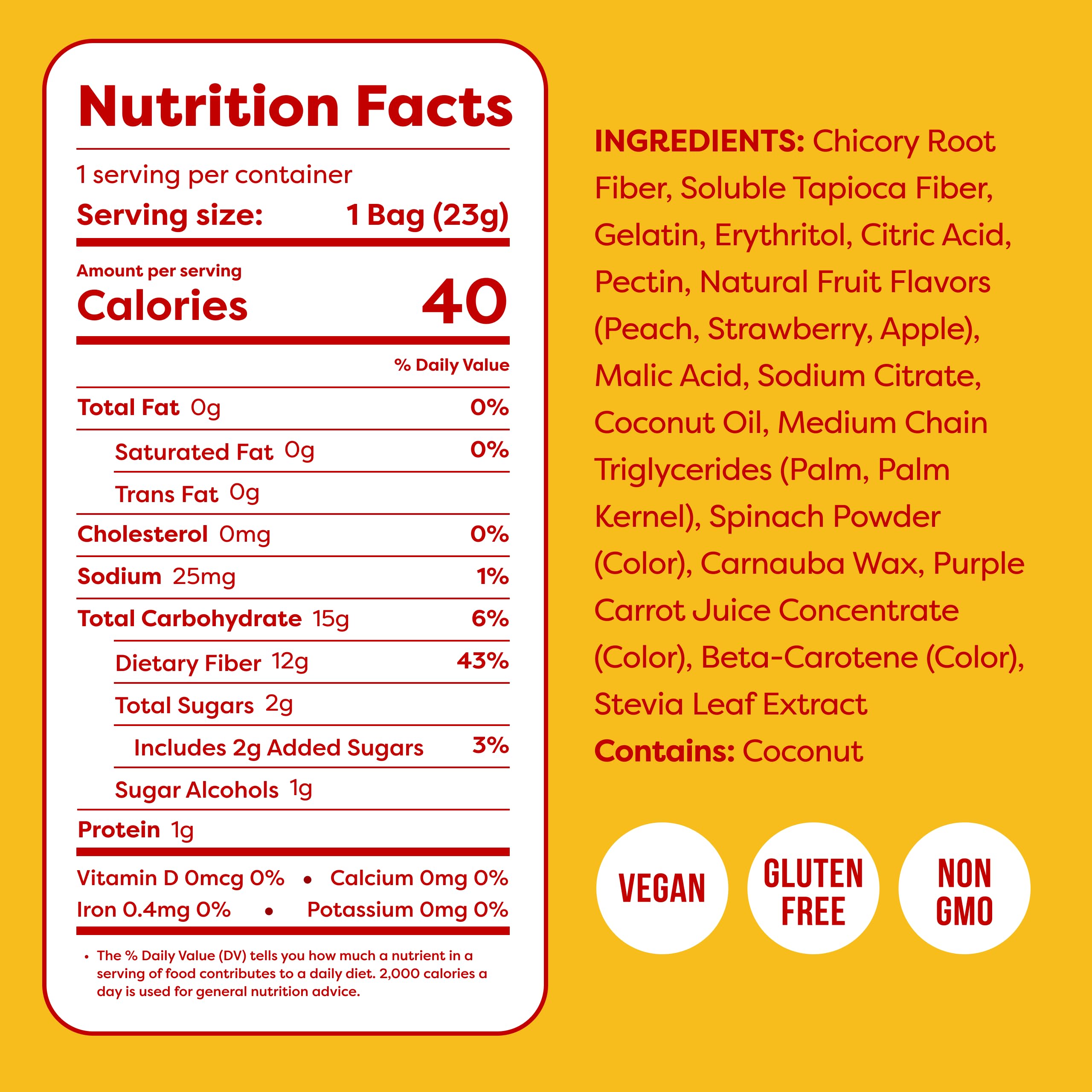 Kiss My Keto etiqueta de ingredientes, sin gluten ni OGM