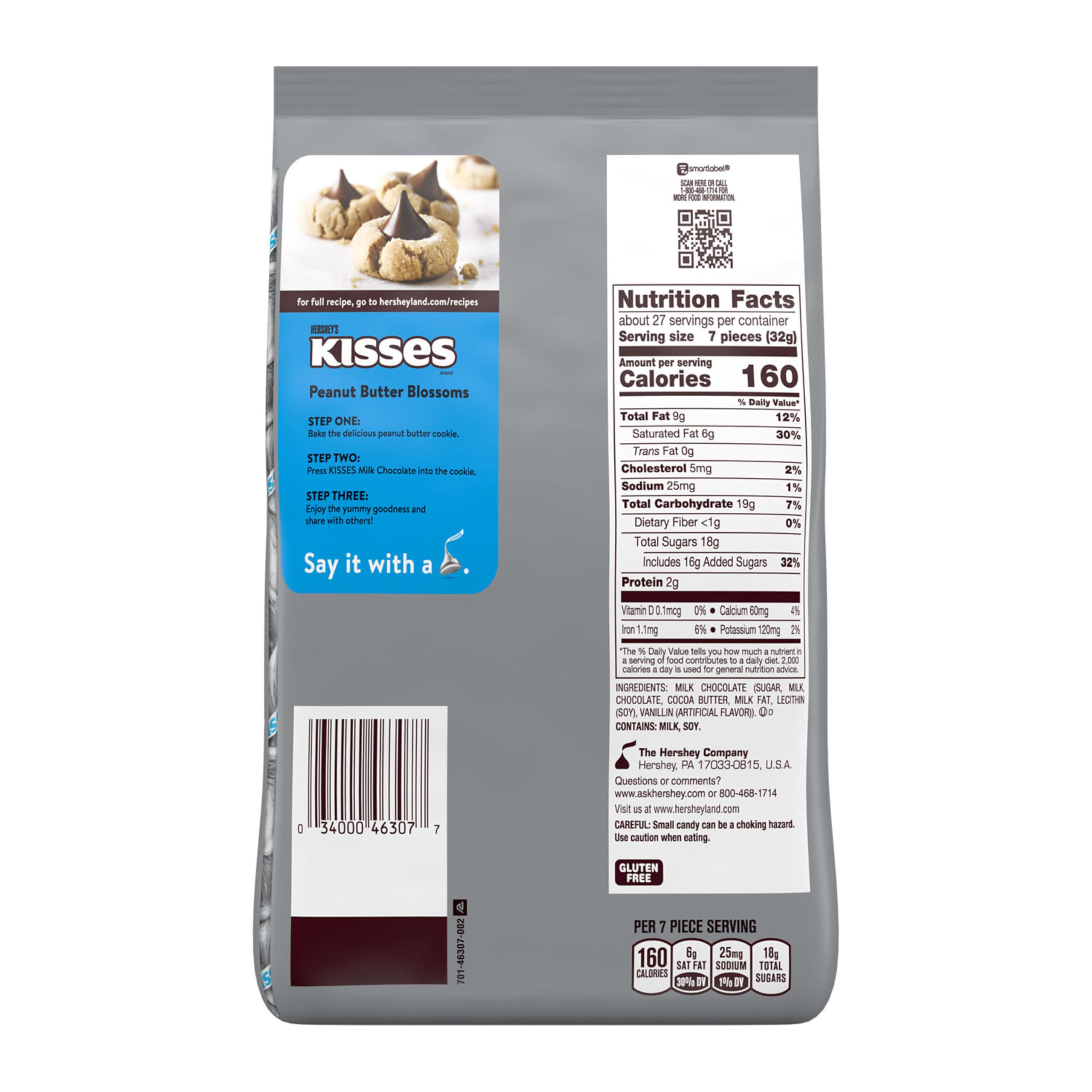 Kisses HERSHEY'S detalle de bombón envuelto para repartir con facilidad y frescura